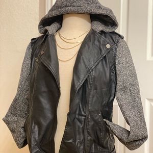 Xhilaration Faux Leather/Sweater Hooded Combo